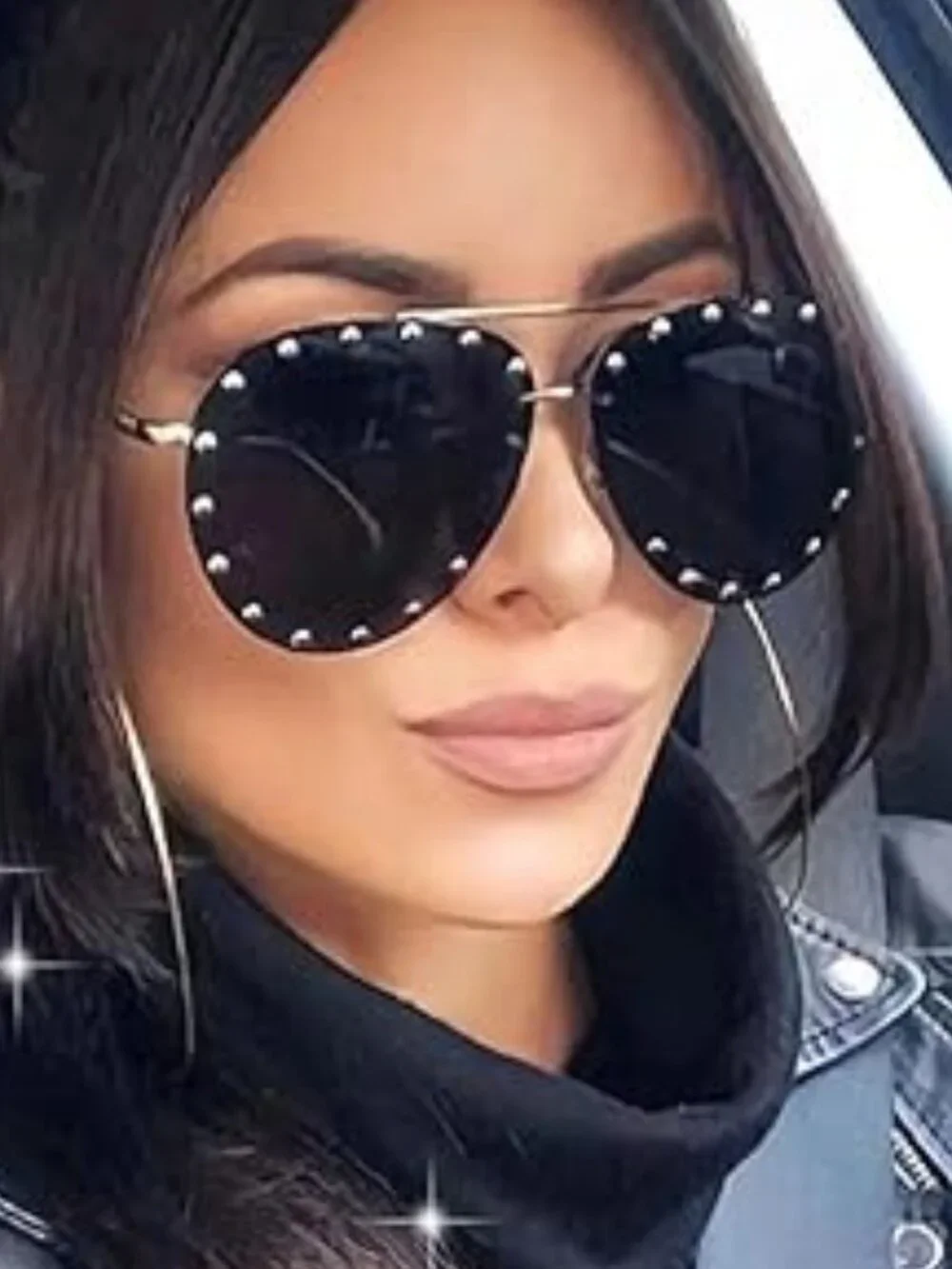 Studded Gold Lines Sunglasses
